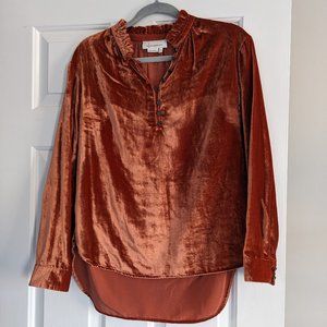 Anthropologie Velvet Peasant Top